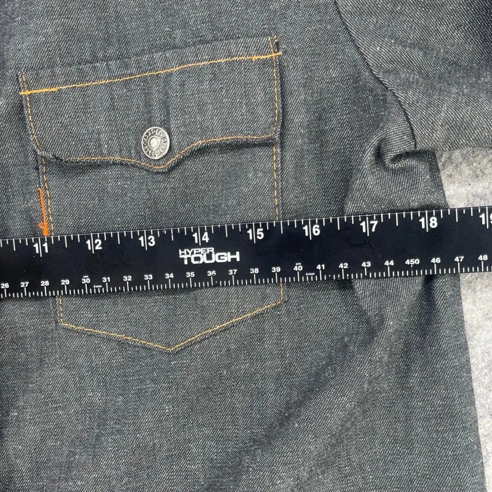 VTG Levis 70 Orange Tab Denim Shirt Men Small Gray Western Metal Snap Button USA